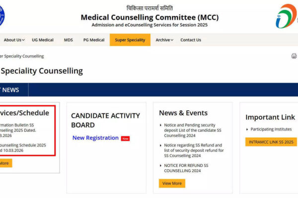 NEET SS counselling 2026 begins as MCC releases round 1 registration and seat allotment schedule
