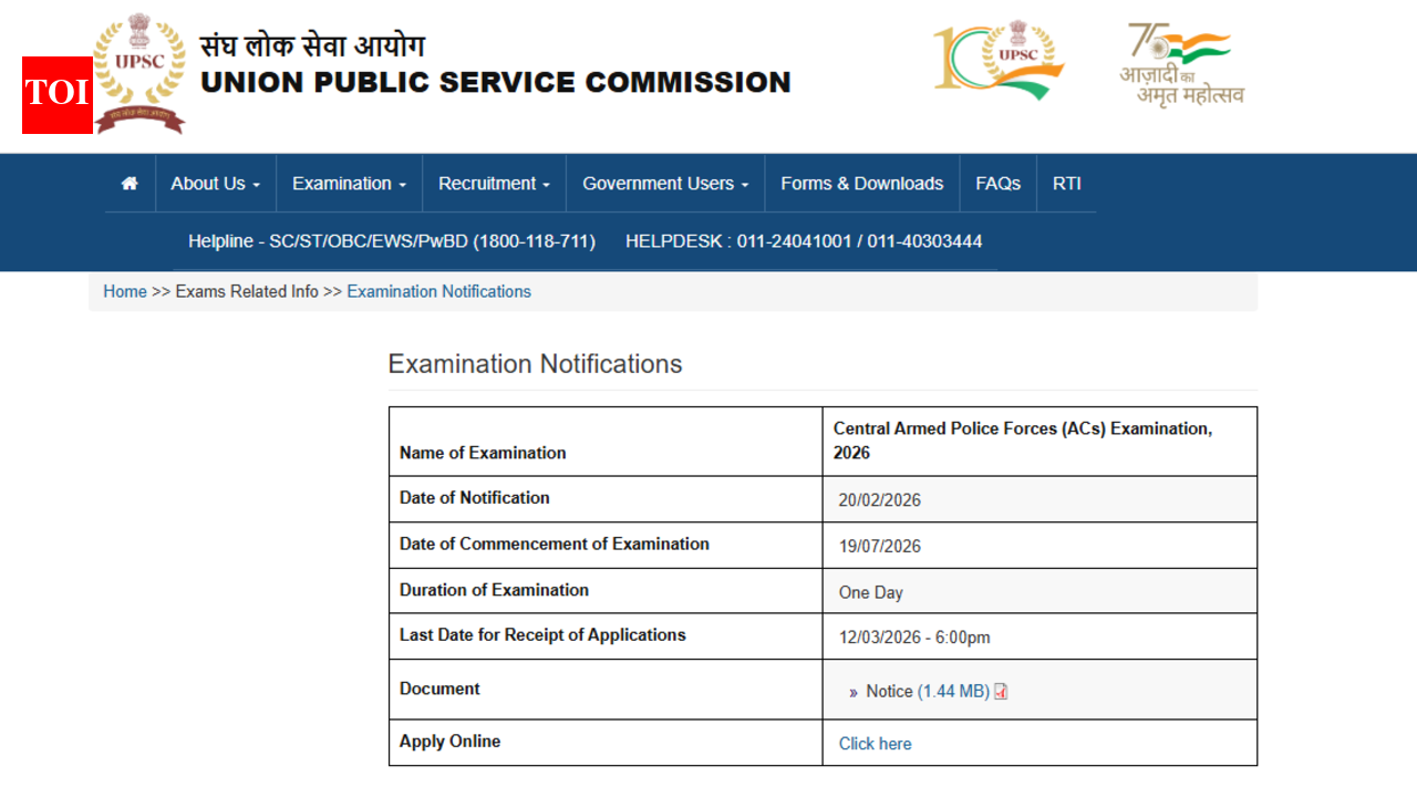 UPSC CAPF AC Recruitment 2026: Registration closes tomorrow for 349 Assistant Commandant posts, direct link to apply here