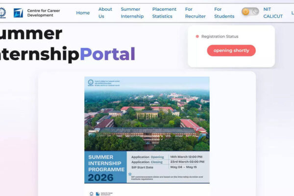 Nitc Sip 2026: NIT Calicut opens applications for Summer Internship Programme 2026 with 60 and 30 day options for UG and PG students; check details here