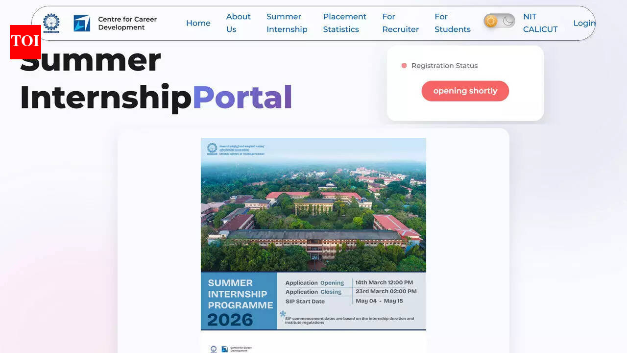 Nitc Sip 2026: NIT Calicut opens applications for Summer Internship Programme 2026 with 60 and 30 day options for UG and PG students; check details here