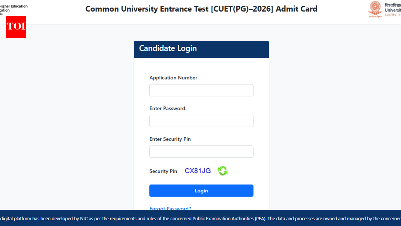 CUET PG 2026 admit card released for March 16-19 exams at exams.nta.nic.in: Direct link to download hall tickets here |