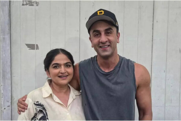 Ranbir Kapoor poses with 'Kaushalya Maa' Indira Krishnan on ‘Ramayana’ sets; fans can't stop gushing |