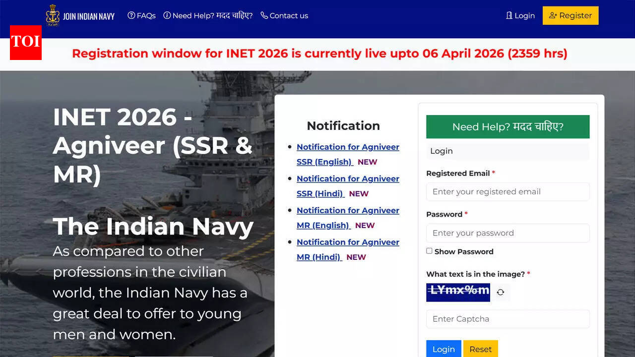 Indian Navy Agniveer Recruitment 2026: Indian Navy begins INET 2026 registration for Agniveer SSR, MR and SSR Medical recruitment; apply here