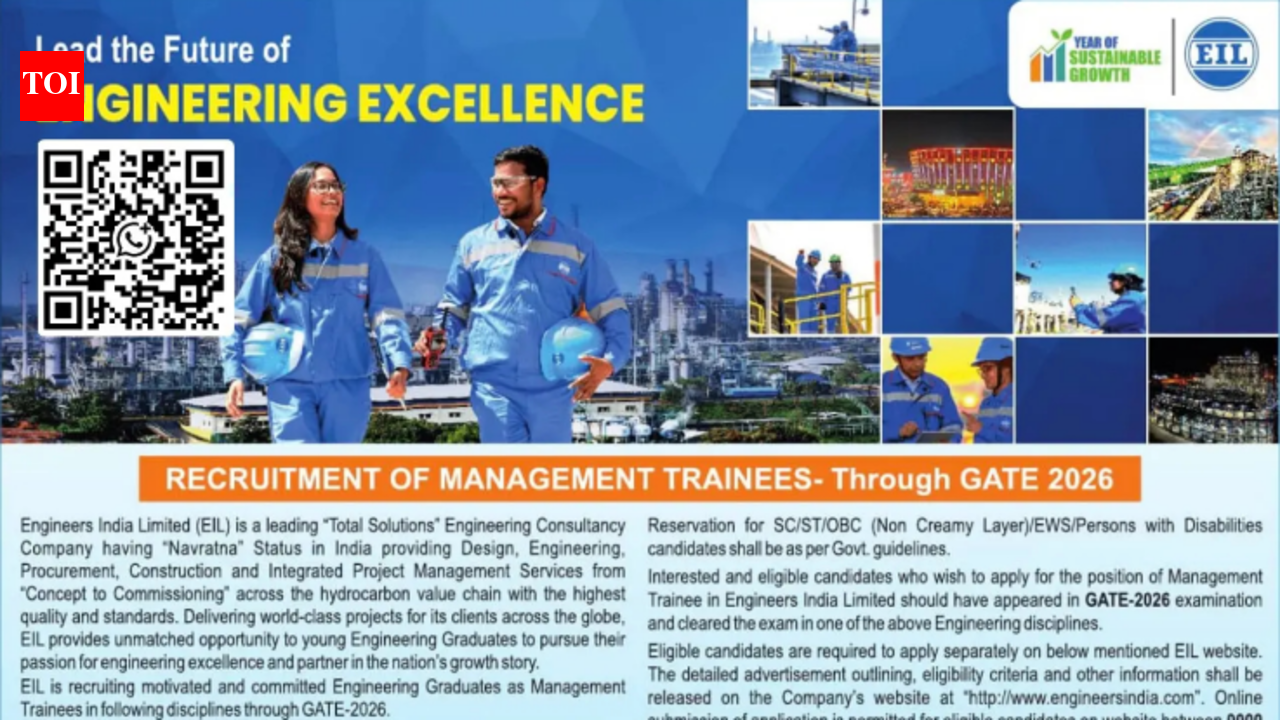 EIL Management Trainee recruitment 2026: Application to begin March 20 onwards through GATE scores