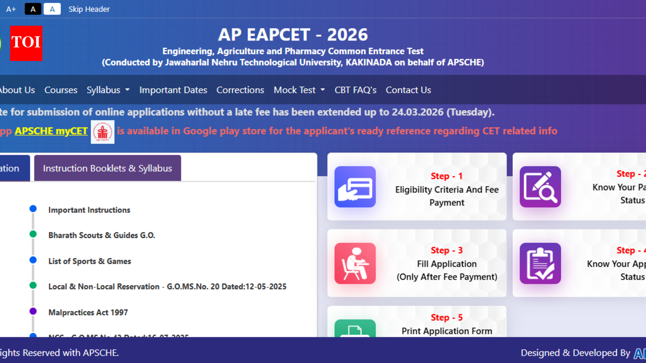 AP EAMCET 2026 registration deadline extended again: Check last date, direct link to apply here