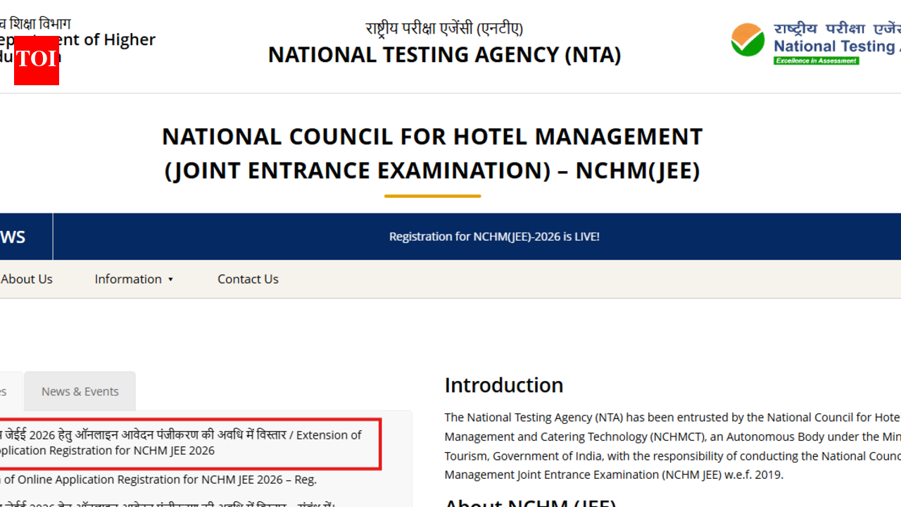 NTA NCHM JEE 2026 registration deadline extended again: Check new date and direct link to apply