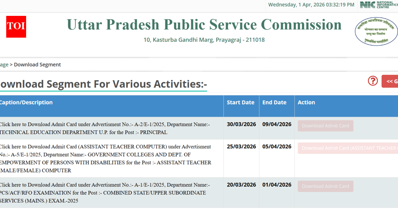 UPPSC admit card 2026 released for Technical Education Department Principal posts: Check direct link to download hall tickets here