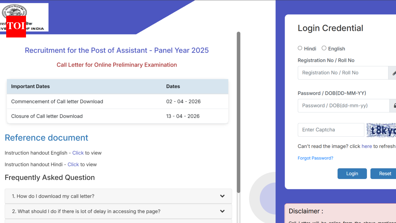 RBI Assistant prelims admit card 2026 released at ibpsreg.ibps.in: Direct link to download scorecards here