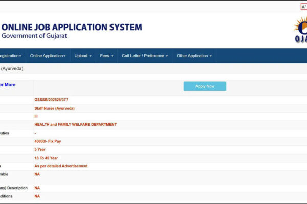 GSSSB staff nurse Ayurveda recruitment 2026: Apply online by April 13; check direct link and details here