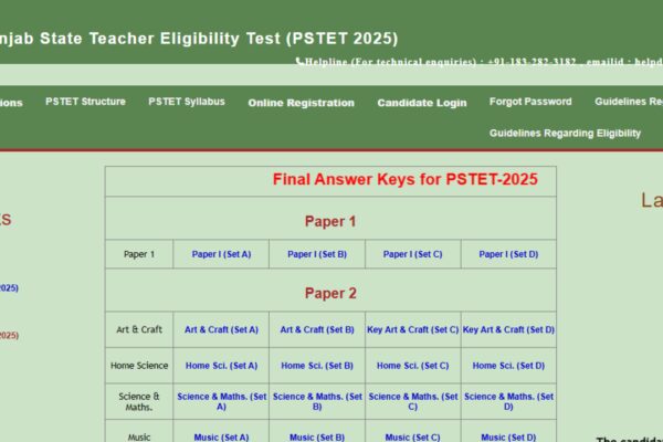 PSTET 2026 final answer key released: Direct link to check paper 1 & 2 PDFs here