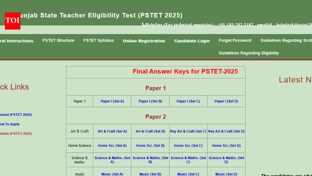 PSTET 2026 final answer key released: Direct link to check paper 1 & 2 PDFs here