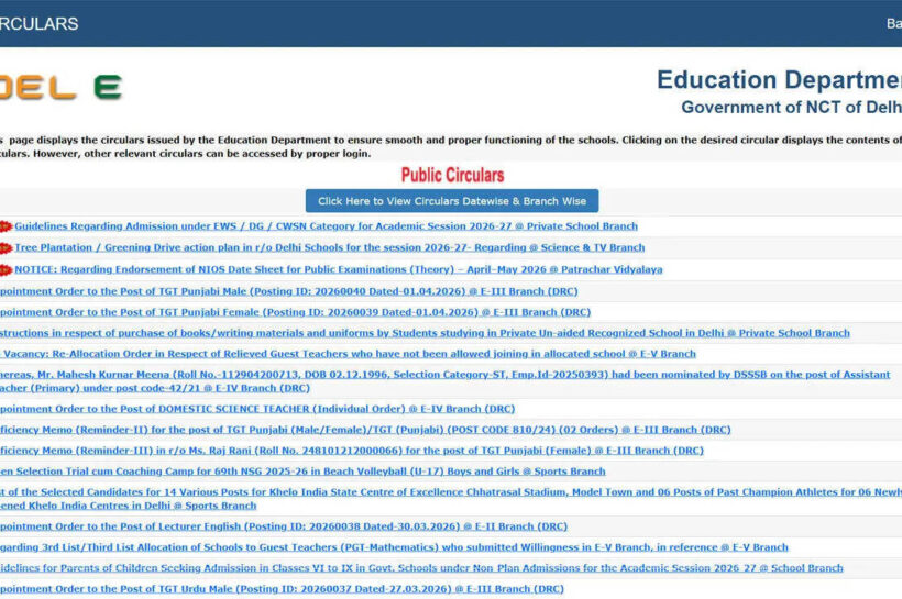 Delhi Ews Result 2026: Delhi EWS admission 2026 results declared at edudel.nic.in, verification process begins