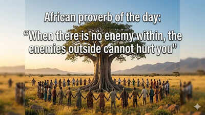 African proverb of the day: “When there is no enemy within, the enemies outside cannot hurt you” |