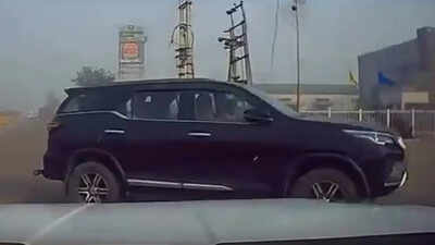 Chaos on road! Speeding car, wrong-side entry, Fortuner hit twice in viral video