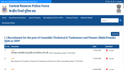 CRPF Constable recruitment 2026: Registration begins tomorrow for 9,195 vacancies; here's how 10th pass candidates can apply