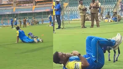 MS Dhoni plays with 'Champak', return buzz grows ahead of MI vs CSK clash