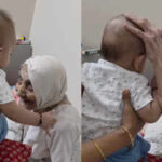 Great-Grandmother And Grandchild Interaction: Cute interaction between104-year-old great-grandmother and her 4-month-old great-grandson: What is the little baby trying to convey?