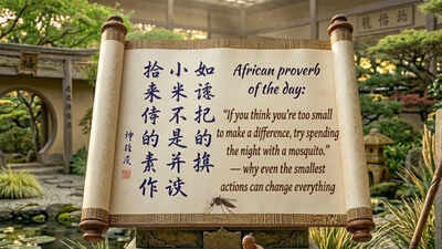 African proverb of the day: “If you think you’re too small to make a difference, try spending the night with…”— why even the smallest actions can change everything |