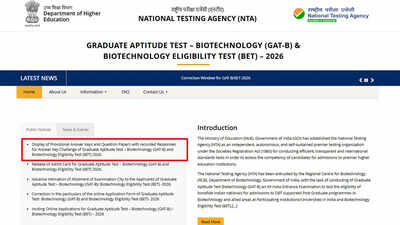 GAT-B and BET 2026 answer keys released; NTA opens challenge window till May 24