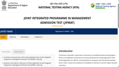JIPMAT 2026 application correction window opens at exams.nta.nic.in: Check direct link, list of editable fields here