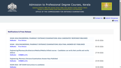 KEAM 2026 answer key, response sheet released at cee.kerala.gov.in: Direct link to download here