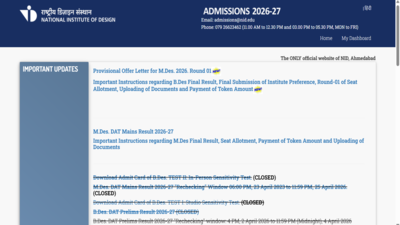 NID DAT counselling 2026 schedule out; MDes round 1 provisional offer letter released