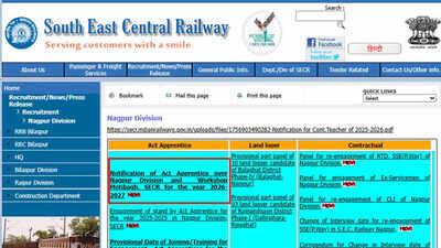 SECR Nagpur apprentice recruitment 2026 opens for 1079 posts at apprenticeship portal