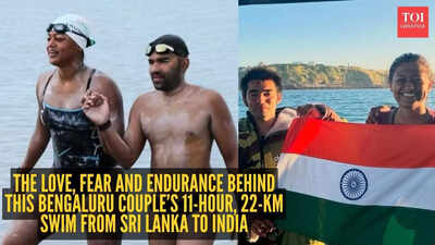 'Every time I breathed, I saw him beside me’: The love, fear, and endurance behind this Bengaluru couple’s 11-hour, 22-km swim from Sri Lanka to India |