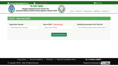 TS ICET 2026 hall ticket released at icet.tgche.ac.in: Direct link to download admit card here
