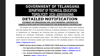 TG POLYCET Counselling 2026 begins from May 27, seat allotment by June 6: Check full schedule here