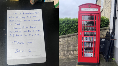 ‘Adds a little brightness to my day’: Heartfelt note left by homeless man in UK village library goes viral