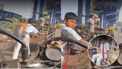 Young Boy Helps Father: Young boy in school uniform helps father pull his cart in scorching heat: 4 things privileged kids should learn from him