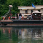 Italian commuters find a moment of peace on a cable-guided ferry sketched by Leonardo da Vinci