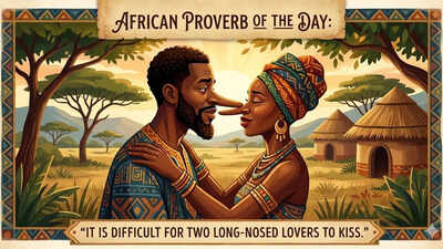 African proverb of the day: “It is difficult for two long-nosed lovers to kiss.” |
