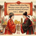 Chinese proverb of the day: “Marrying a woman eight years older guarantees…” |