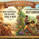 Proverb of the day: "If you want happiness for an hour, take a nap. If you want happiness for a lifetime…" - the simple secret to lasting happiness |