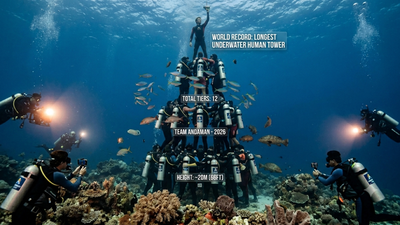 Andaman Islands make history with a 73-foot underwater human tower, setting a Guinness World Record