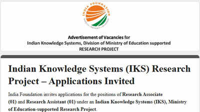 India Foundation opens applications for IKS research roles under Ministry of Education project