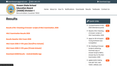 Assam HSLC Class 10th re-checking result released at site.sebaonline.org: Direct link to download scorecards here