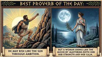Best proverb of the day: "A man may rise like the sun through ambition, but a woman shines like…" - the quiet power of being strong and calm at once |