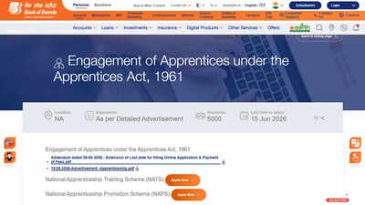 Bank of Baroda apprentice recruitment 2026 last date extended for 5000 posts; apply here