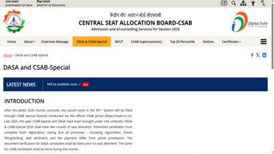 DASA UG, CSAB special round counselling 2026 dates out: Check complete schedule here