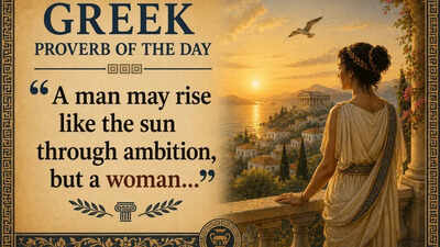 Greek proverb of the day: “A man may rise like the sun through ambition, but a woman...”