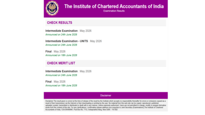 ICAI CA Inter May result 2026 released at caresults.icai.org: Direct link to download scorecards