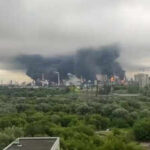 Ukrainian drones strike Moscow’s oil refinery again; flames, thick plumes of smoke seen