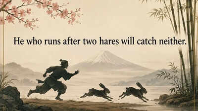Japanese proverb of the day: “He who runs after two hares will...” |