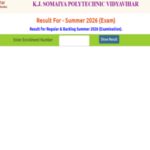 K.J. Somaiya Polytechnic end semester summer result 2026 declared at polytechnic.somaiya.edu.in: Direct link to download here