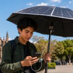 Mexico student designs solar umbrella that turns sunlight into mobile phone power on the go