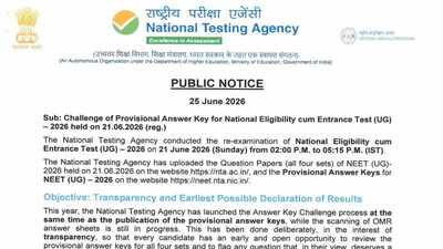Re NEET UG 2026 provisional answer key released: Step-by-step guide to raise objections