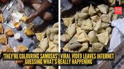 Viral Video Samosas: ‘They’re colouring samosas’: Viral video leaves internet guessing what’s really happening